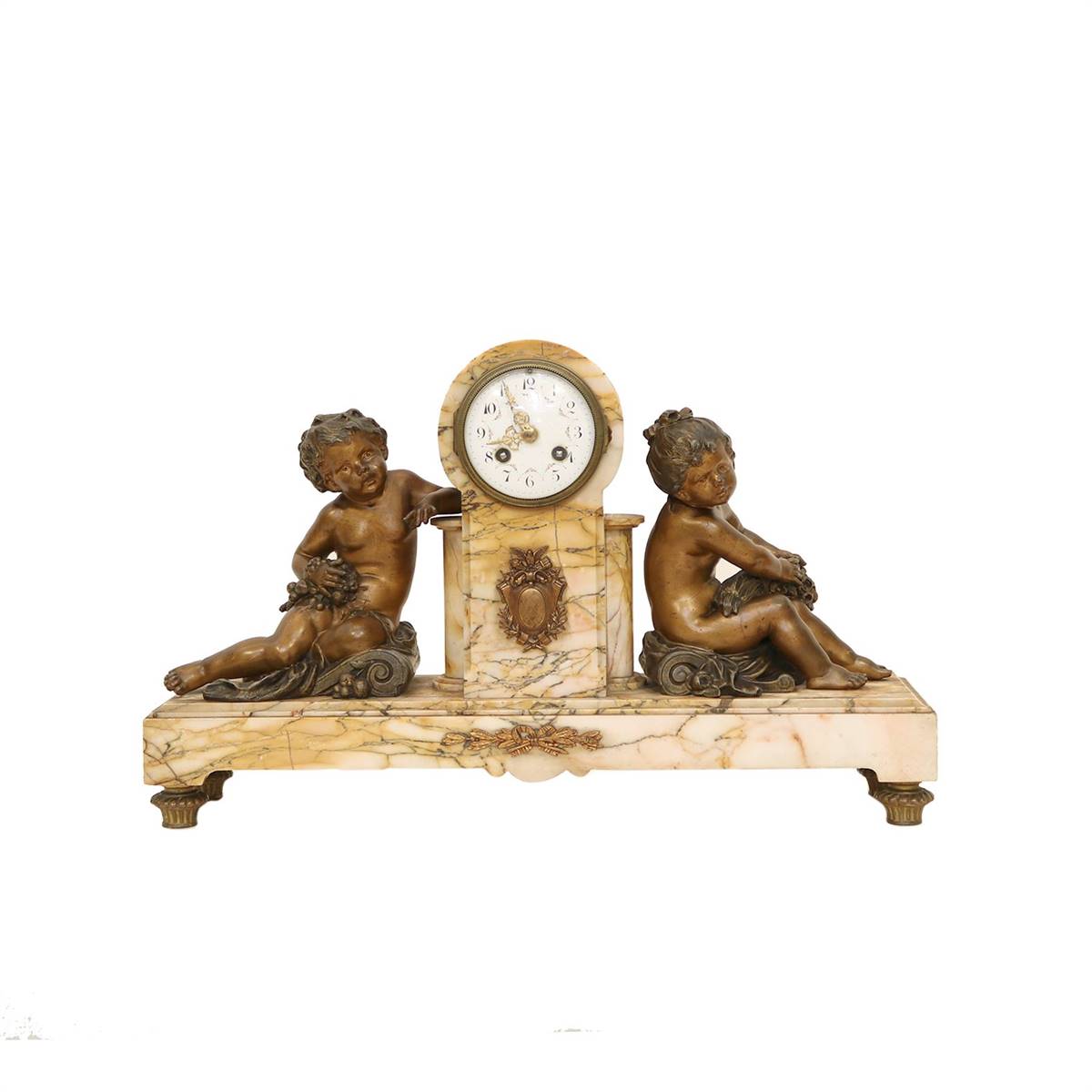 Antiqium Ürün  BRONZ ÇOCUK FİGÜRLÜ MERMER SAAT TAKIMI