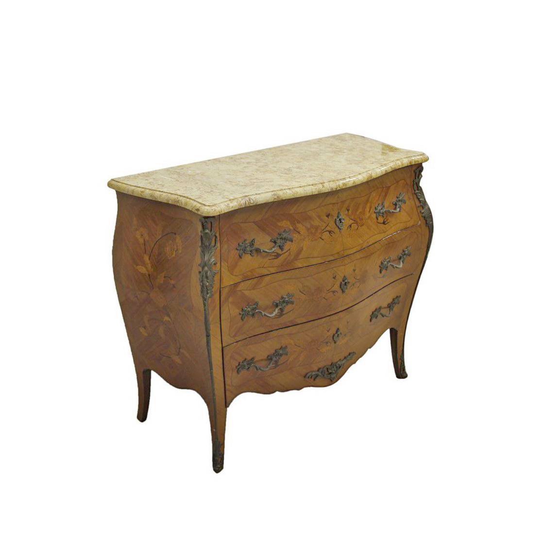 Antiqium Ürün  MARKÜTERİLİ, BRONZ DETAYLI ŞİFONYER