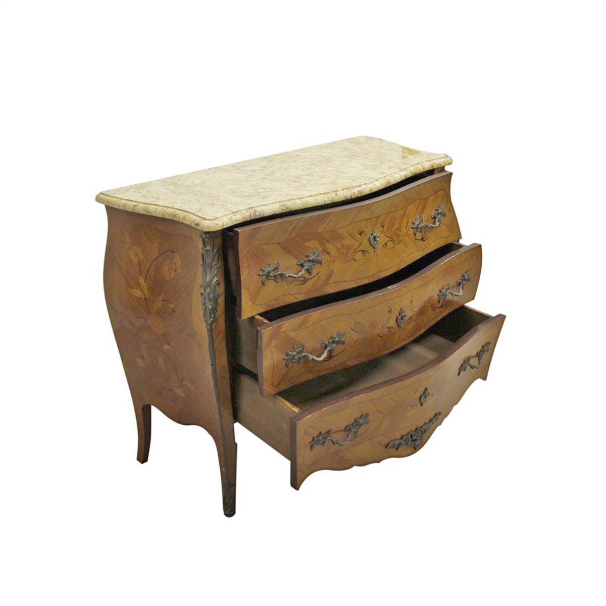 Antiqium Ürün  MARKÜTERİLİ, BRONZ DETAYLI ŞİFONYER