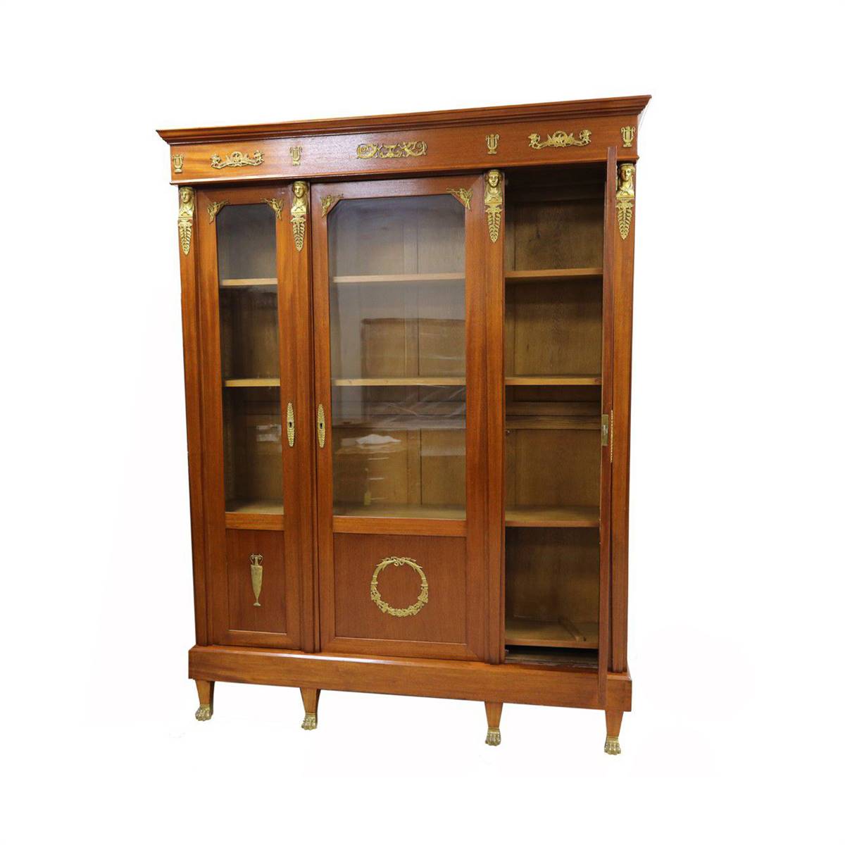 Antiqium Ürün  19.YÜZYIL FRANSIZ BRONZ DETAYLI MAUN KİTAPLIK