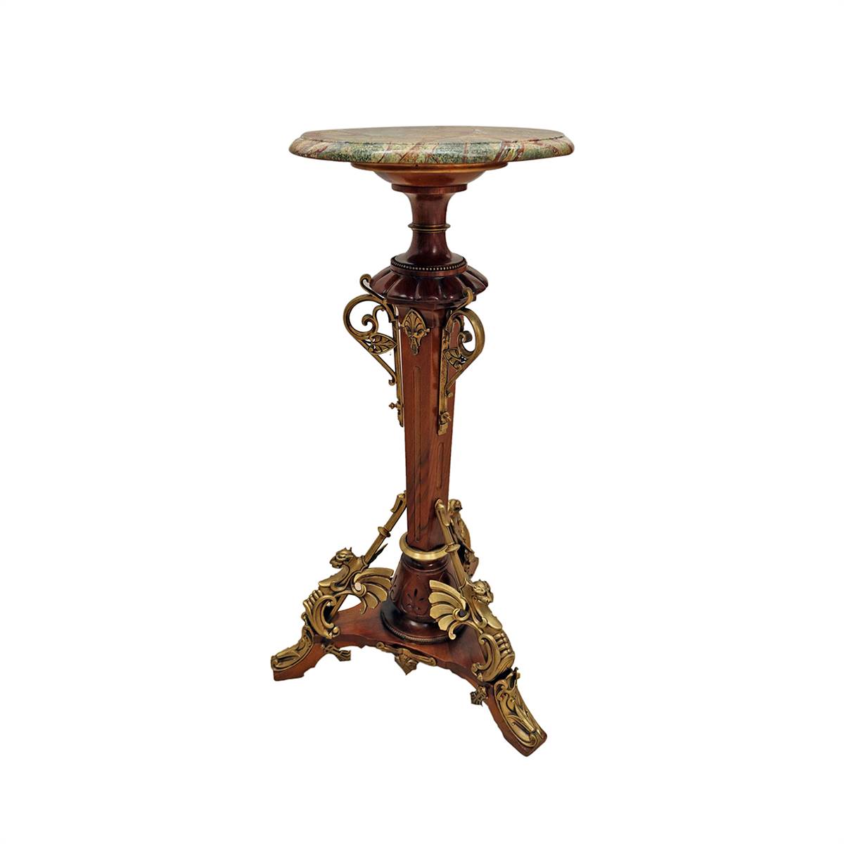 Antiqium Ürün  BRONZ, MERMER ZEMİNLİ AHŞAP SEHPA