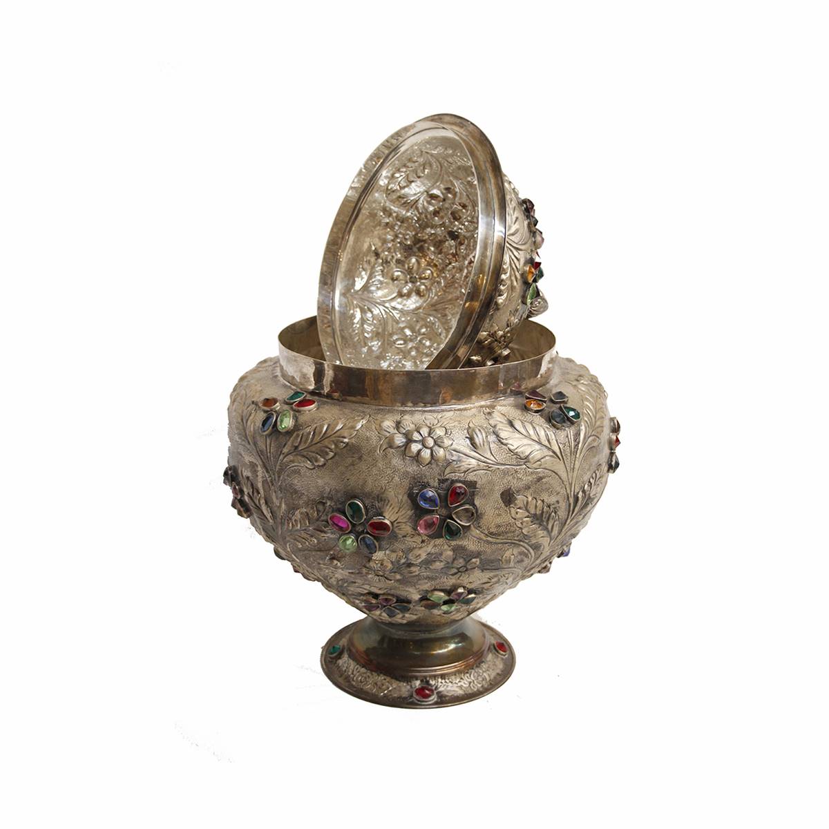 Antiqium Ürün  RENKLİ TAŞ DETAYLI GÜMÜŞ AŞURELİK