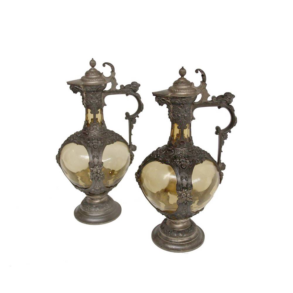 Antiqium Ürün  CAM, BRONZ DETAYLI İKİZ KARAF