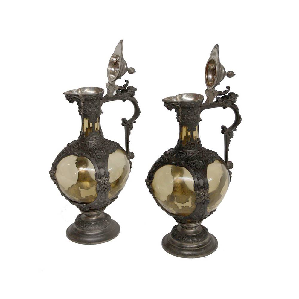 Antiqium Ürün  CAM, BRONZ DETAYLI İKİZ KARAF