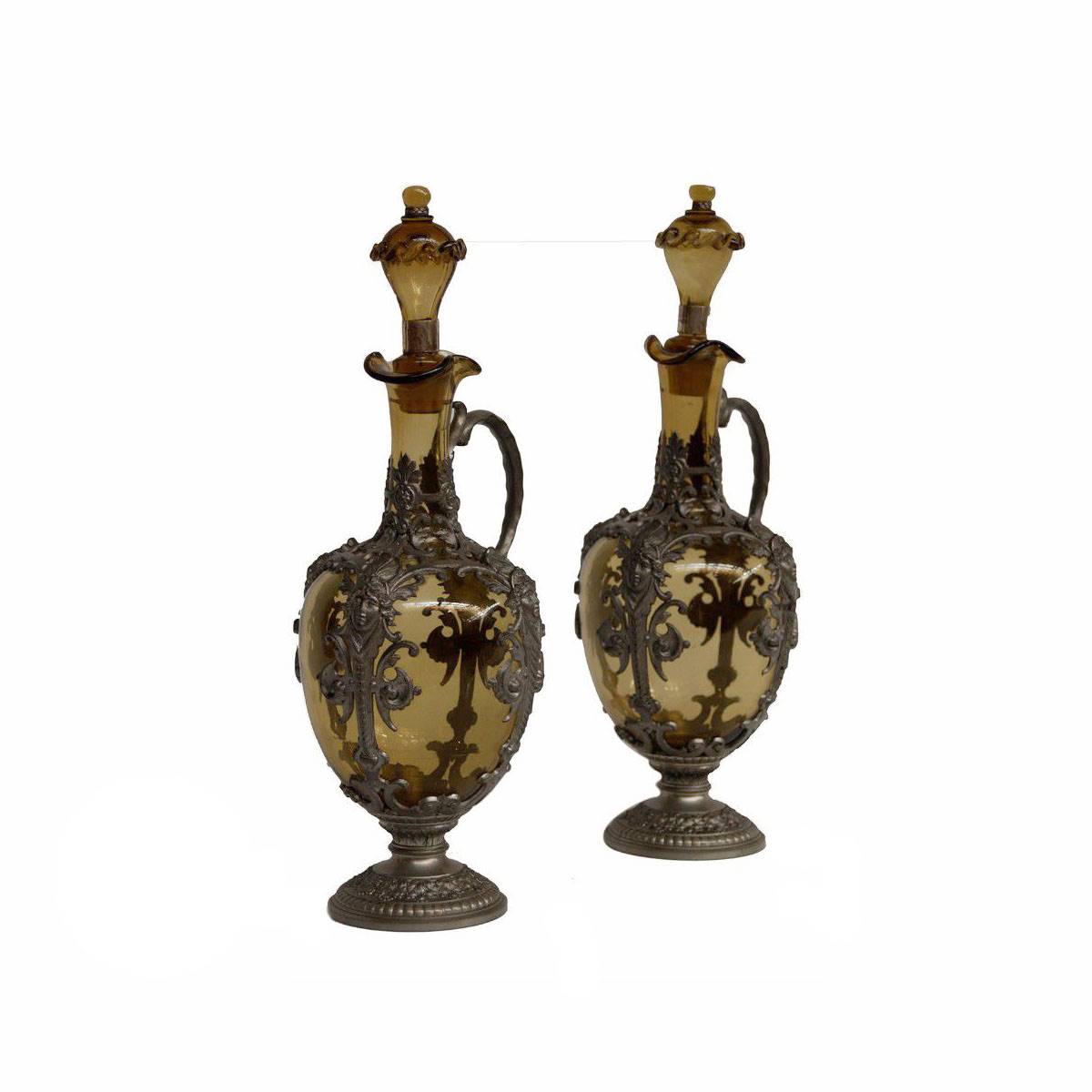 Antiqium Ürün  BRONZ DETAYLI İKİZ CAM KARAF