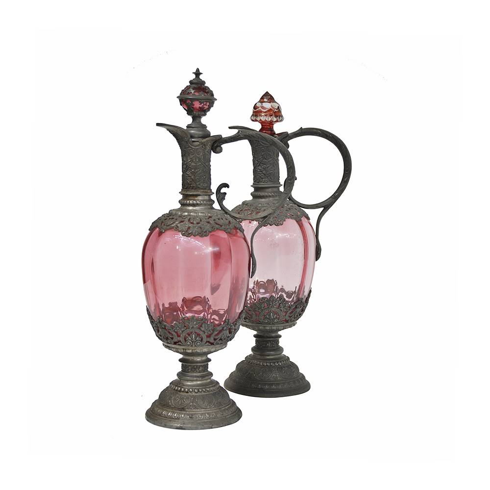 Antiqium Ürün  İKİZ FUŞYA CAM KARAF