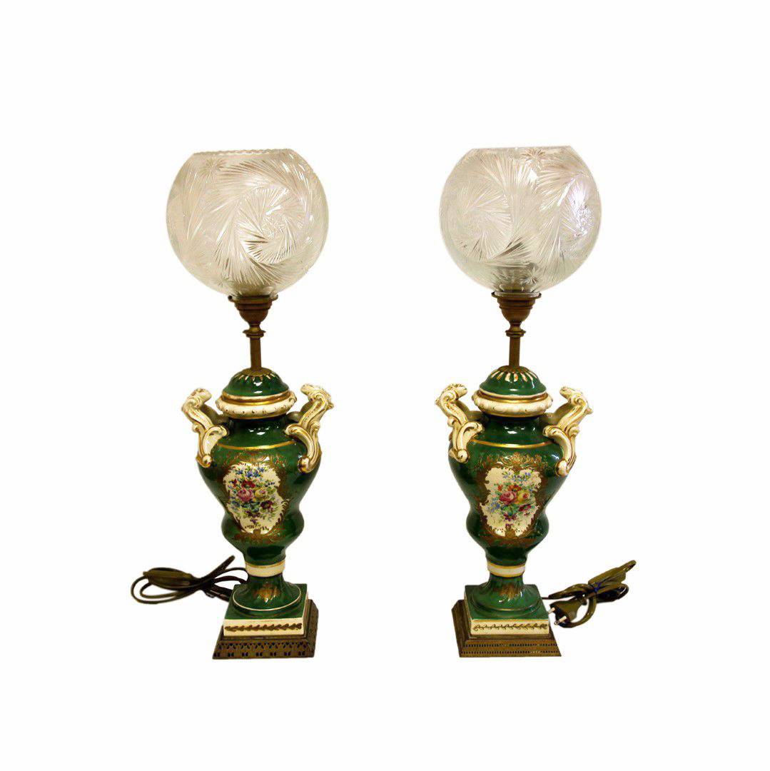 antiqium.com ürünler: PORSELEN İKİZ LAMBA