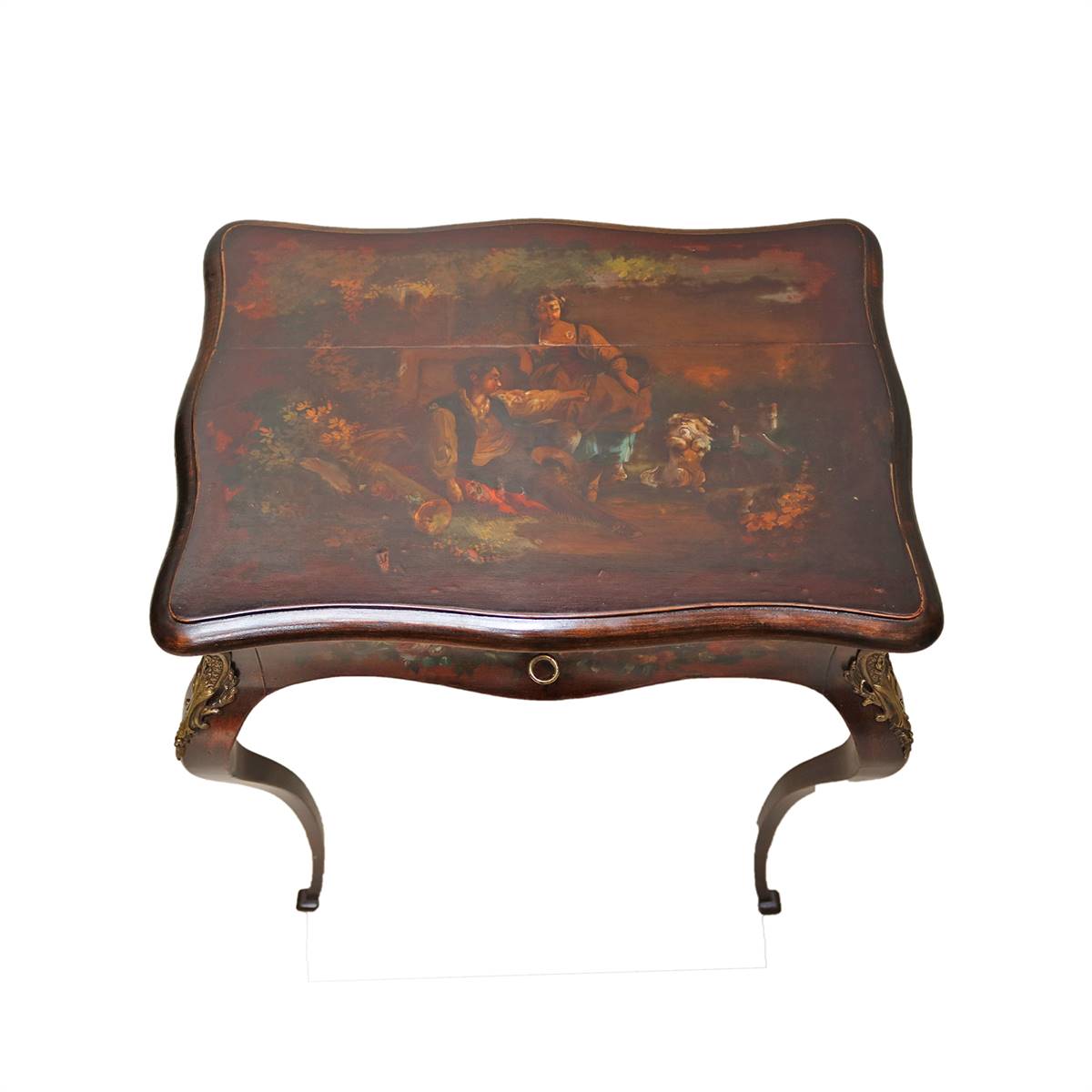 Antiqium Ürün  KAPAKLI, RESİMLİ AHŞAP SEHPA