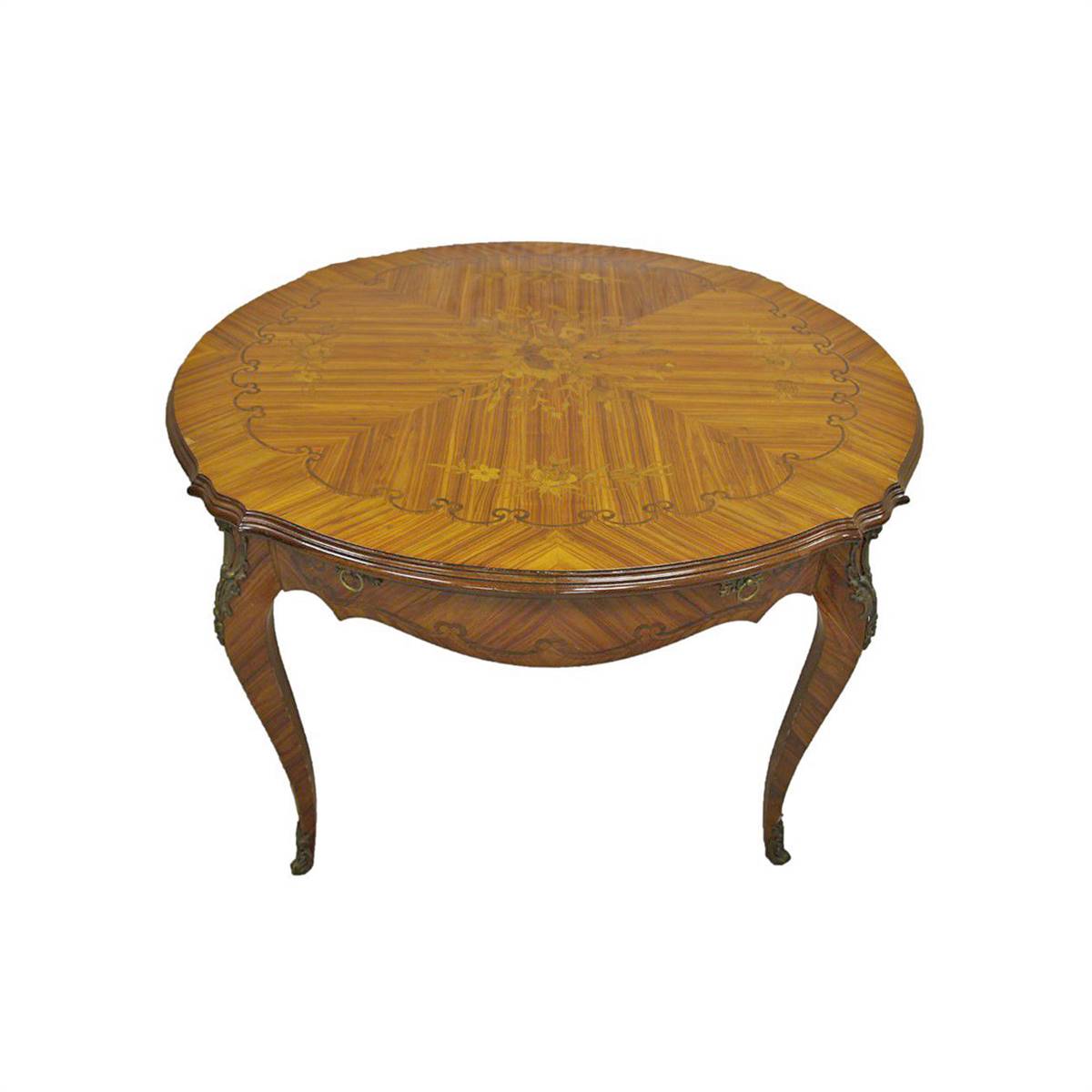 Antiqium Ürün  YUVARLAK AÇILABİLİR MARKÜTERİLİ MASA